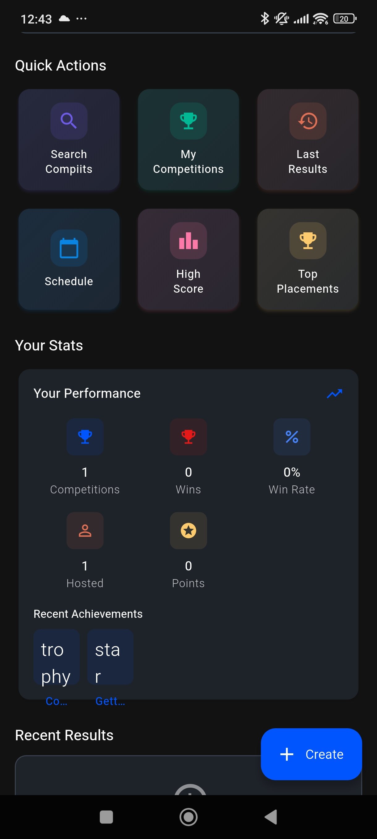 Create Tournament Screen